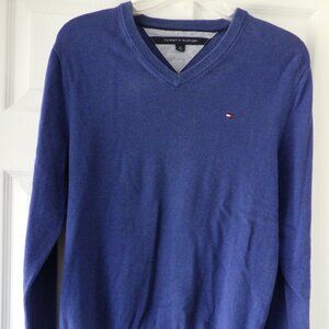Tommy Hilfiger Mens Long Sleeve V-Neck Sweater Blue Size Small Preppy